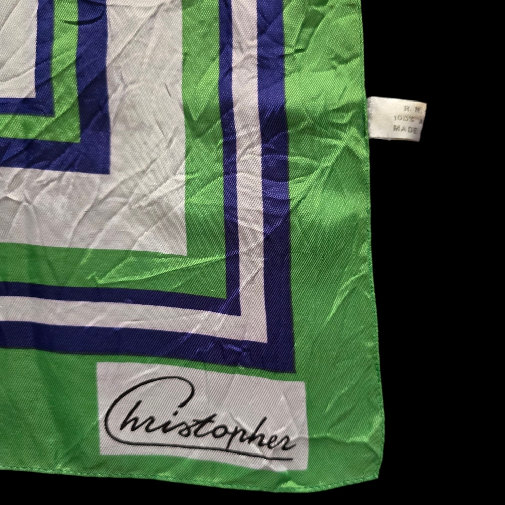 Green and Blue Geometric Scarf